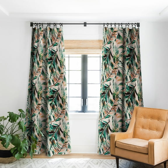 Society6 Marta Barragan Camarasa Tropical Leaf Desert Blackout Curtain Single Panel Green Tropical 50" x 64"