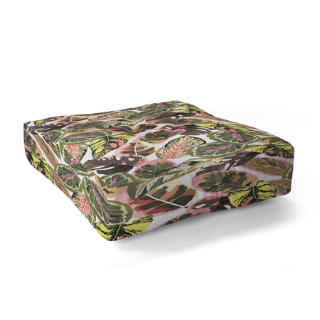 Society6 Marta Barragan Camarasa Wild Jungle Botanical Leaves 06 Square Floor Pillow