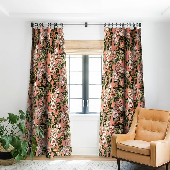 Society6 Marta Barragan Camarasa Wild Rose Meadow Blackout Curtain Single Panel Pink Tropical 50" x 96"