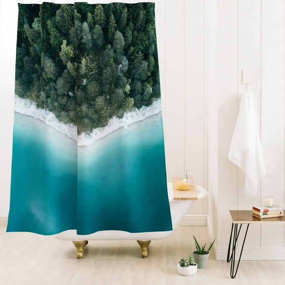 Society6 Michael Schauer Green And Blue Symmetry Shower Curtain 71" x 74"