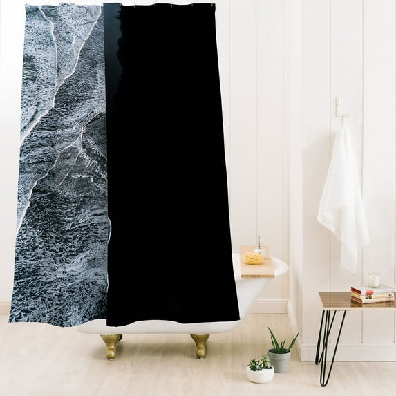 Society6 Michael Schauer Waves On A Black Sand Beach Shower Curtain 71" x 74"
