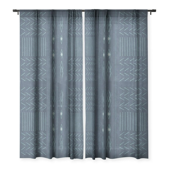 Society6 Mirimo Native Mudcloth Denim 50" x 84" Single Panel Sheer Window Curtain