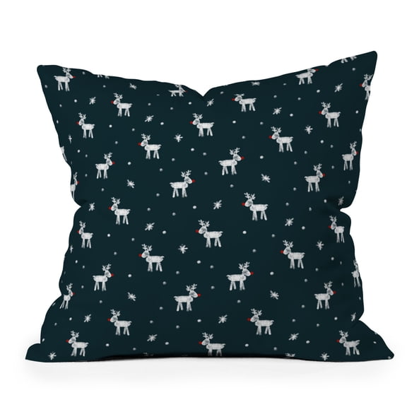 Society6 Modern Rudolph Blue by Little Arrow Design Co Throw Pillow