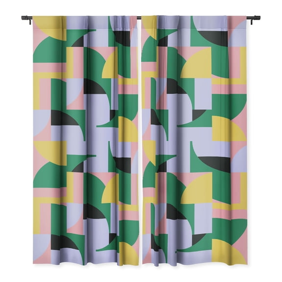 Society6 Ninola Design Bauhaus Shapes Spring Single PanelRoom Darkening Window Curtain 50" x 84"