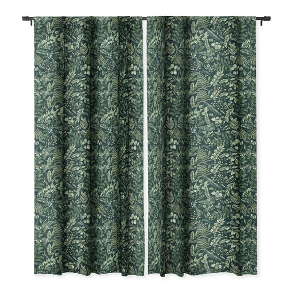 Society6 Ninola Design Botanical Collection Dark Single Panel Room Darkening Window Curtain 50" x 84"