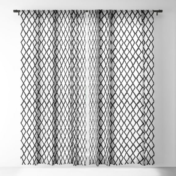 Society6 Ninola Design Monochromatic Geometric Single Panel Sheer Window Curtain 50" x 64"