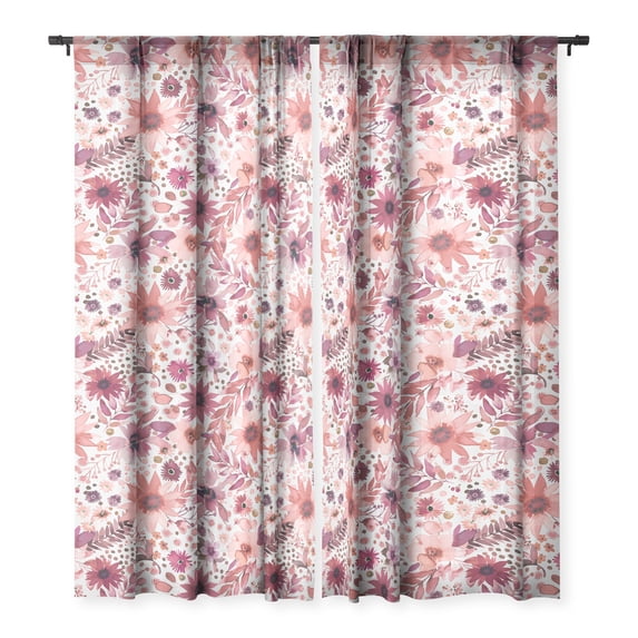 Society6 Ninola Design Rustic Flowers Organic Holiday 50" x 84" Single Panel Sheer Window Curtain