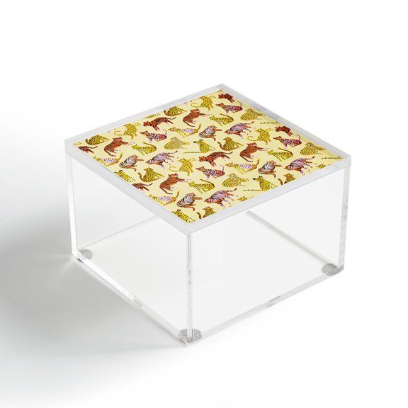 Society6 Ninola Design Safari Tigers Leopards Savanna 4" x 4" Acrylic Box