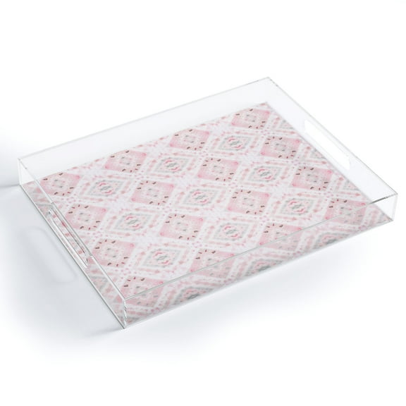 Society6 Ninola Design Shibori Vintage Boho Pink Medium Acrylic Tray, 15 1/2" x 12"