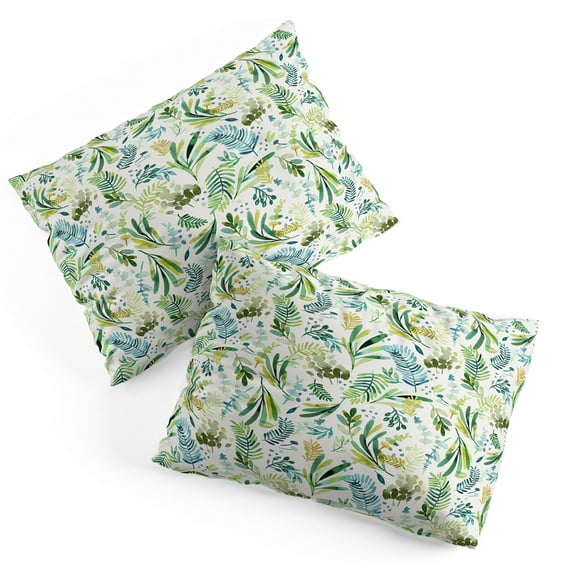 Society6 Ninola Design Tuscany Olive Green Leaves Pillow Sham Cotton King Set of 2 Kit