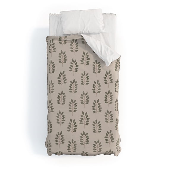 Society6 Noble Branches Pewter and Olive by Little Arrow Design Co Duvet Cover