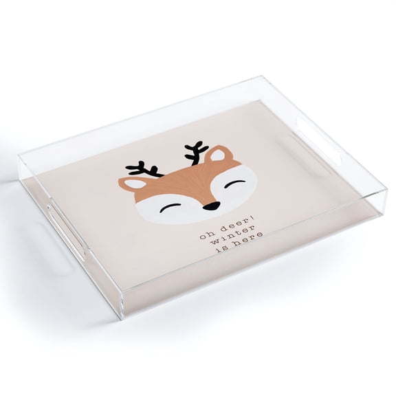 Society6 Oh Deer Winter Is Here I by Orara Studio Acrylic Tray