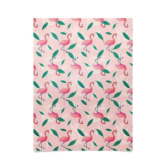 Society6 Pink Flamingo Tropical Pattern by Cynthia Haller Art Print