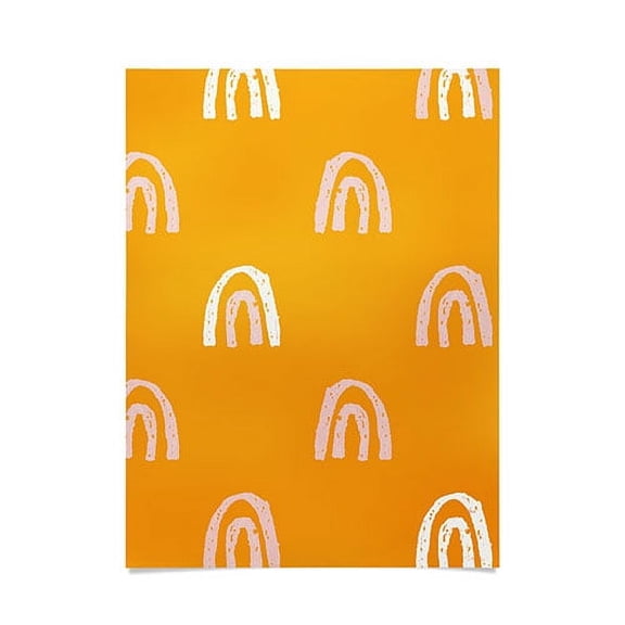 Society6 Pink Mango Rainbow Pattern by Erika Stallworth Art Print