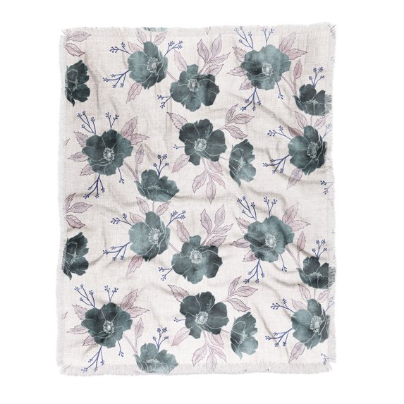 Society6 Schatzi Brown Emma Floral Stone Woven Throw Blanket