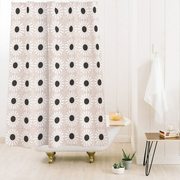 Society6 Schatzi Brown Retro Jumbo Daisy Neutral Shower Curtain 71" x 74"