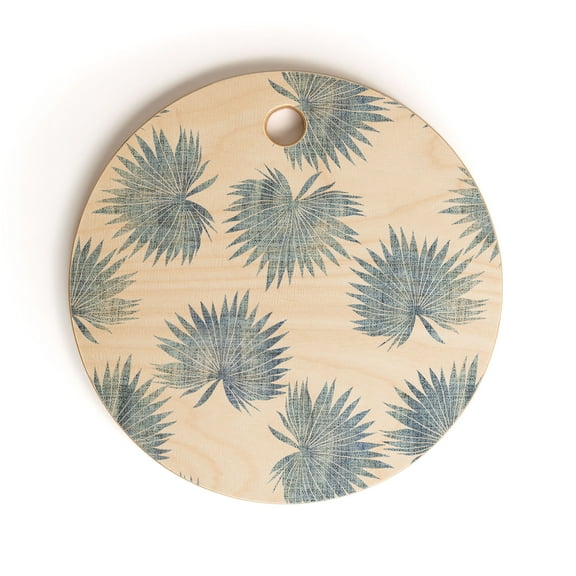 Society6 Schatzi Brown Sun Palm Chambray Round Cutting Board