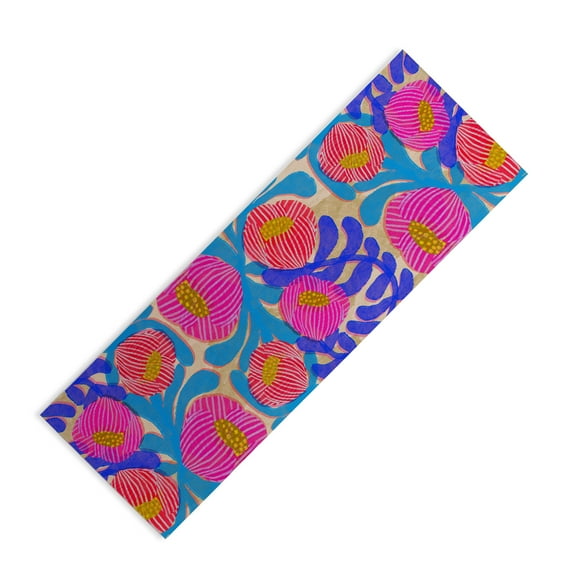 Society6 Sewzinski BIG PINK AND BLUE FLORALS (6mm) 24" x 70" Yoga Mat