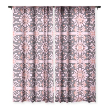 Society6 Sewzinski Boho Florals 96" x 50" Single Panel Sheer Window Curtain