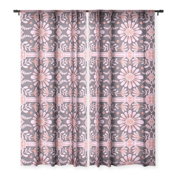 Society6 Sewzinski Boho Florals 96" x 50" Single Panel Sheer Window Curtain