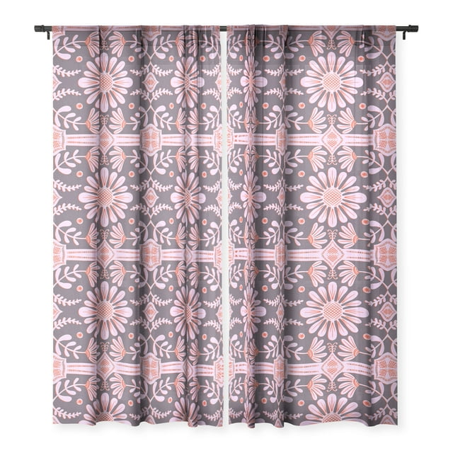 Society6 Sewzinski Boho Florals Single Panel Sheer Window Curtain 50" x 64"