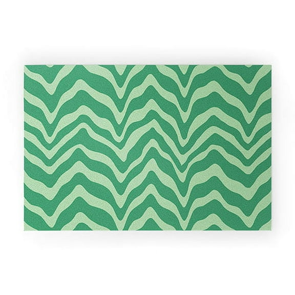 Society6 Sewzinski Wavy Lines Mint Green 30" x 20" Welcome Mat