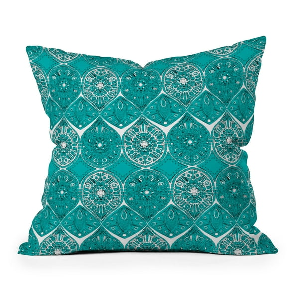 Society6 Sharon Turner Saffreya Turquoise 16" x 16" Decorative Throw Pillow