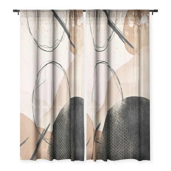 Society6 Sheila Wenzel Ganny Minimalist Black Gold 50" x 64" Single Panel Sheer Window Curtain