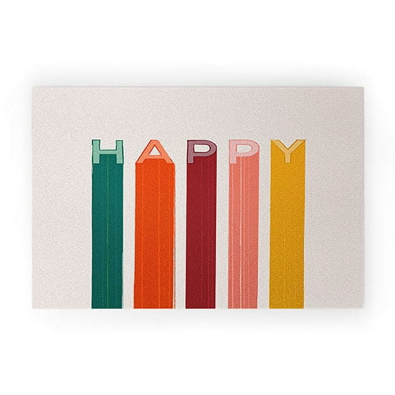 Society6 Showmemars Happy Letters in Retro Colors 20" x 30" Welcome Mat