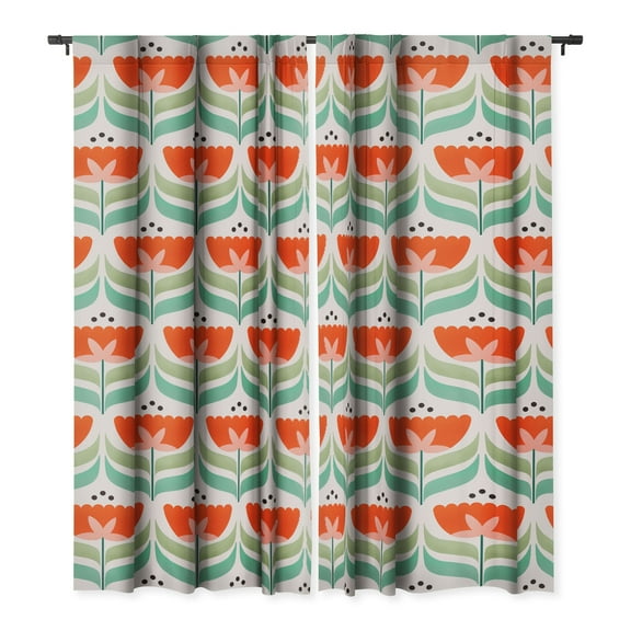 Society6 Showmemars Retro Tulips Pattern Single Panel Room Darkening Window Curtain 50" x 108"