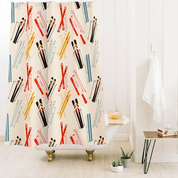 Society6 Showmemars Ski Time Pattern Shower Curtain 71" x 74"