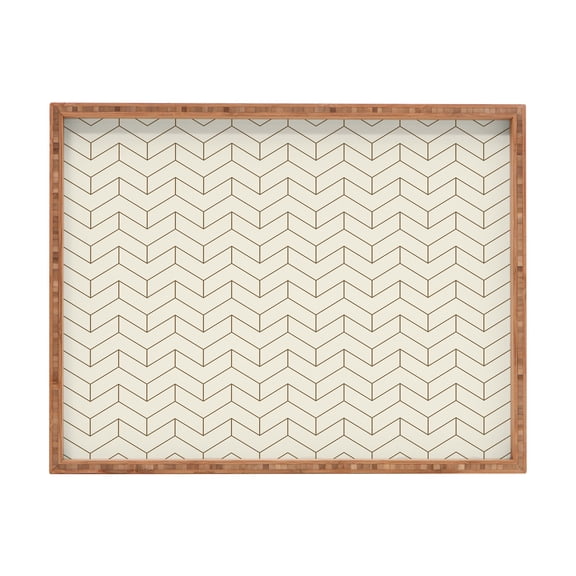 Society6 Simple Linear Geometry Cream by June Journal Rectangular Bamboo Tray