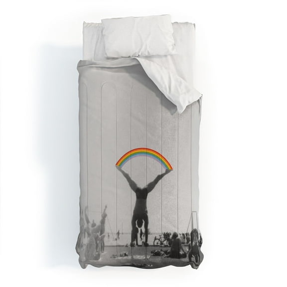 Society6 Straddle Rainbow Handstand by Julia Walck Comforter