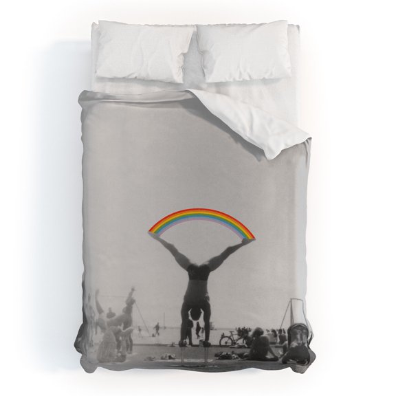 Society6 Straddle Rainbow Handstand by Julia Walck Duvet Cover