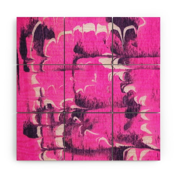 Society6 SunshineCanteen Marble Tie Dye Bright Pink Wood Wall Mural 4' x 4'