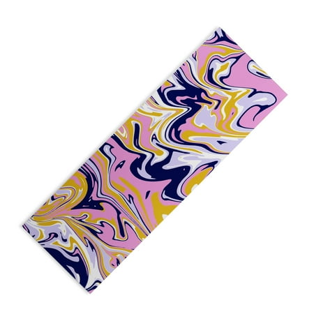 Society6 Sunshinecanteen Pink Navy Gold Marble (6mm) 24" x 70" Yoga Mat