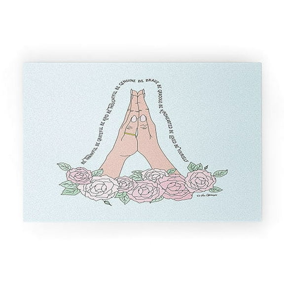 Society6 The Optimist Be Thankful Large Looped Vinyl 24" x 36" Welcome Mat