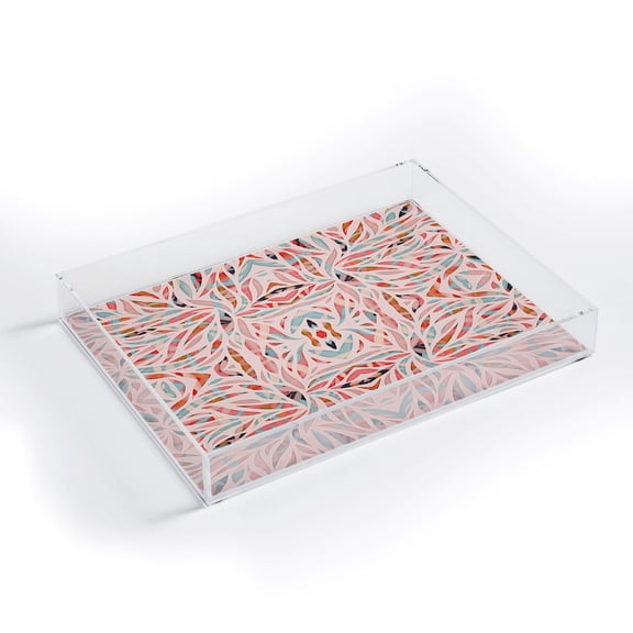 Society6 Tile Abstraction Coral by Evamatise Boho Acrylic Tray