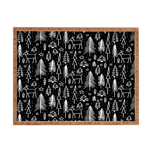 Society6 Winter Wonderland Black by Heather Dutton Rectangular Bamboo Tray