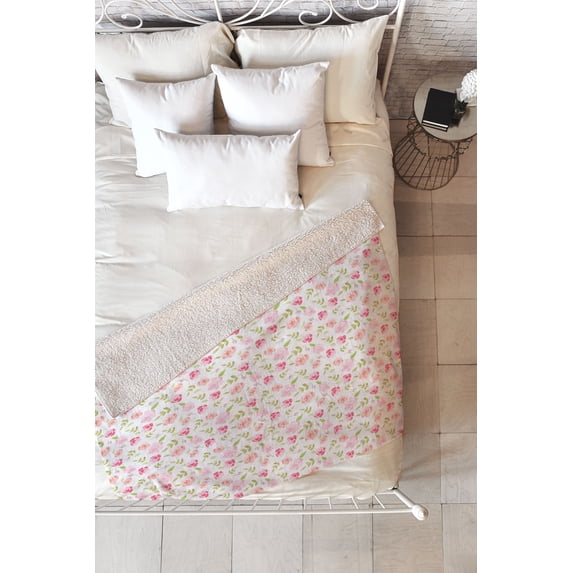 Society6 Wonder Forest Floral Rose Fleece Throw Blanket Medium 60" X 50"