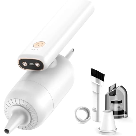 Socila Portable Vacuum Cleaner, Portable Car Vacuum with Flashlight and Accessories,180 Rotatable Handle for Car & Home 3 in 1 Cordless Vacuum, Blow Dust and Inflating (White)