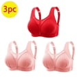 thumbnail image 1 of Socisucc 3PC Women Bras Plus Size Behind Buckle Comfortable Breathable Exhaust Base Non-Steel Ring Non-Magnetic Buckle Underwear, 1 of 9