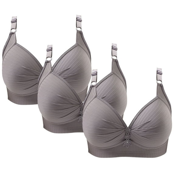 Socisucc 3PCS Woman's Printing Gathered Together Large Size Daily Bra Underwear No Rims