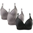 thumbnail image 1 of Socisucc 3PCS Woman's Printing Gathered Together Large Size Daily Bra Underwear No Rims, 1 of 2