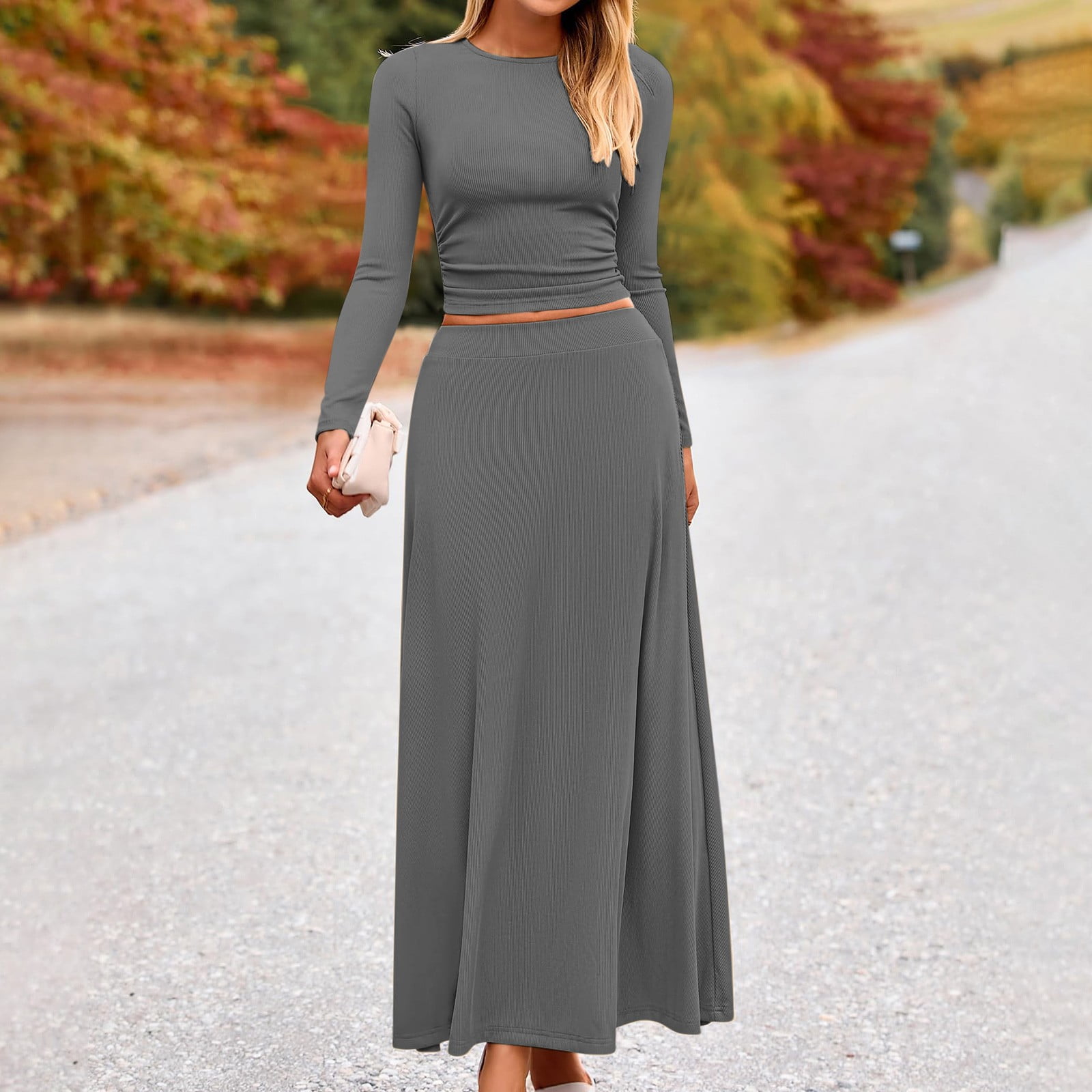 レディースウェア RUFFLOG RW WAIST DESIGN SKIRT GRAY JERSEY SKIRT