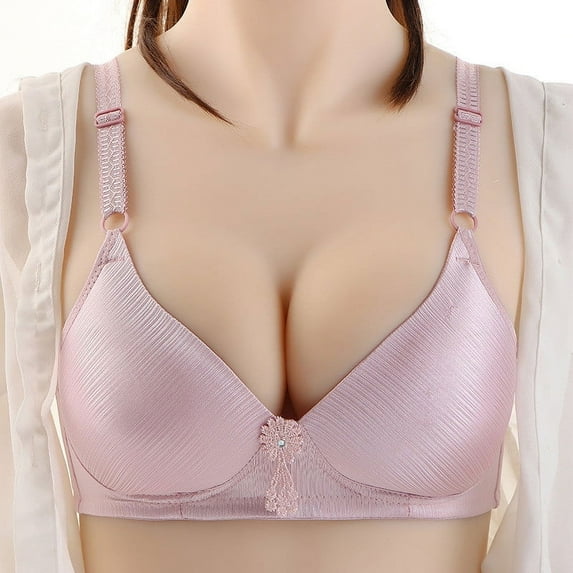 Socisucc T-Shirt Bra Women Plus Size Non-Steel Ring Non-Magnetic Buckle Underwear Mid Aged And Elderly Women's Bras