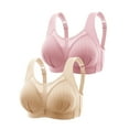 thumbnail image 1 of Socisucc Unlined Bra 2PC Women Bras Plus Size Behind Buckle Comfortable Breathable Exhaust Base Non-Steel Ring Non-Magnetic Buckle Underwear, 1 of 8