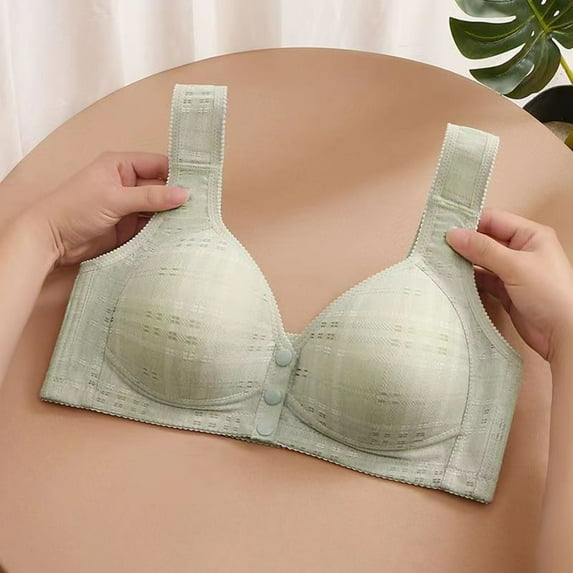 Socisucc Women's Fashion Lace Strapless Underwear, Front Buckle, Middle-aged And Elderly Vest, Gathered Bra, Thin Daily Bra