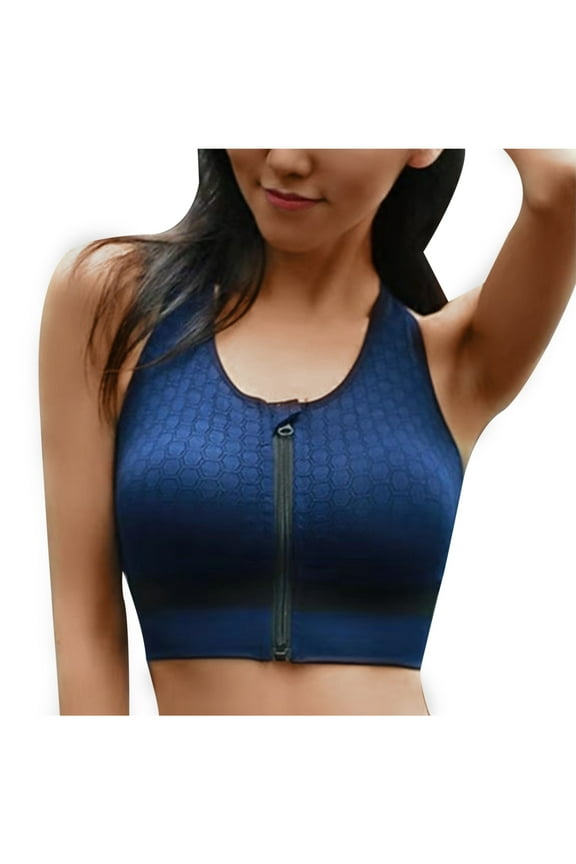 Women's Sports Bra Fitness Running Shockproof Yoga Tank Front Zipper No Steel Ring Comfort Sports Bra Gathering Shockproof Measures