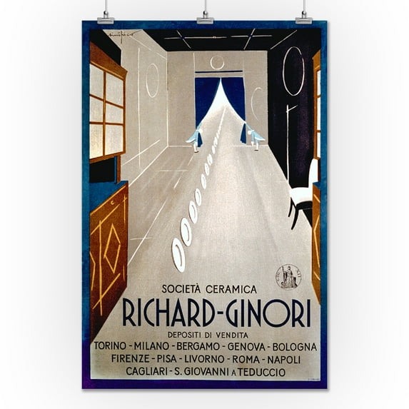 Socita Ceramica - Richard - Ginori Vintage Poster (artist: Sinopico) Italy (24x36 Giclee Gallery Print, Wall Decor Travel Poster)